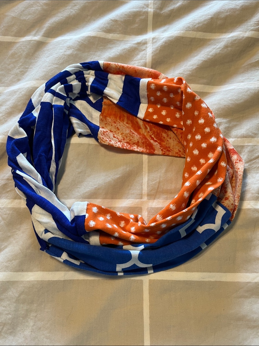Women’s Blue & Orange Infinity Scarf - Unbranded